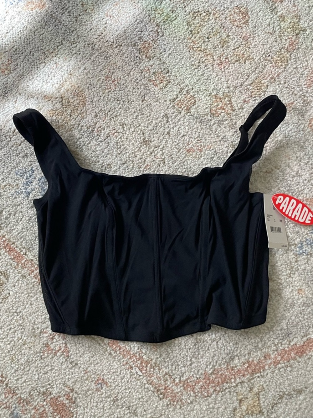 Parade Black Square-Neck Crop Top with Wide Straps